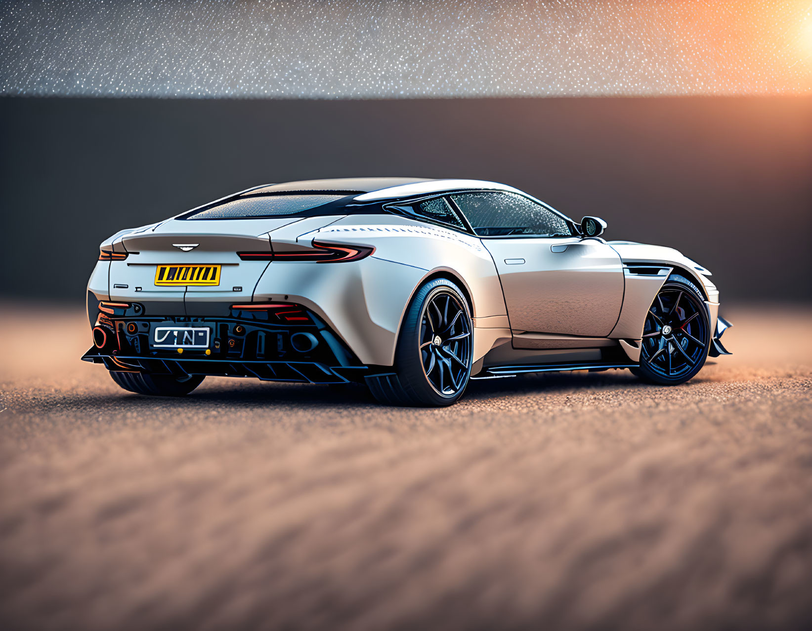 Luxury White Sports Car with Black Accents and Aerodynamic Spoiler