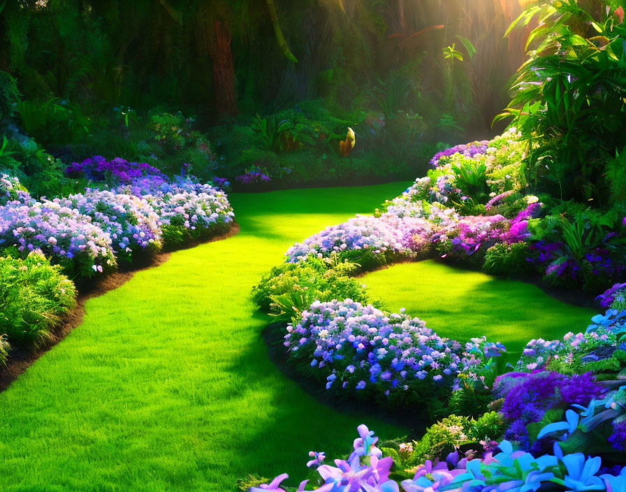 Vibrant Purple Flowers in Sunlit Garden