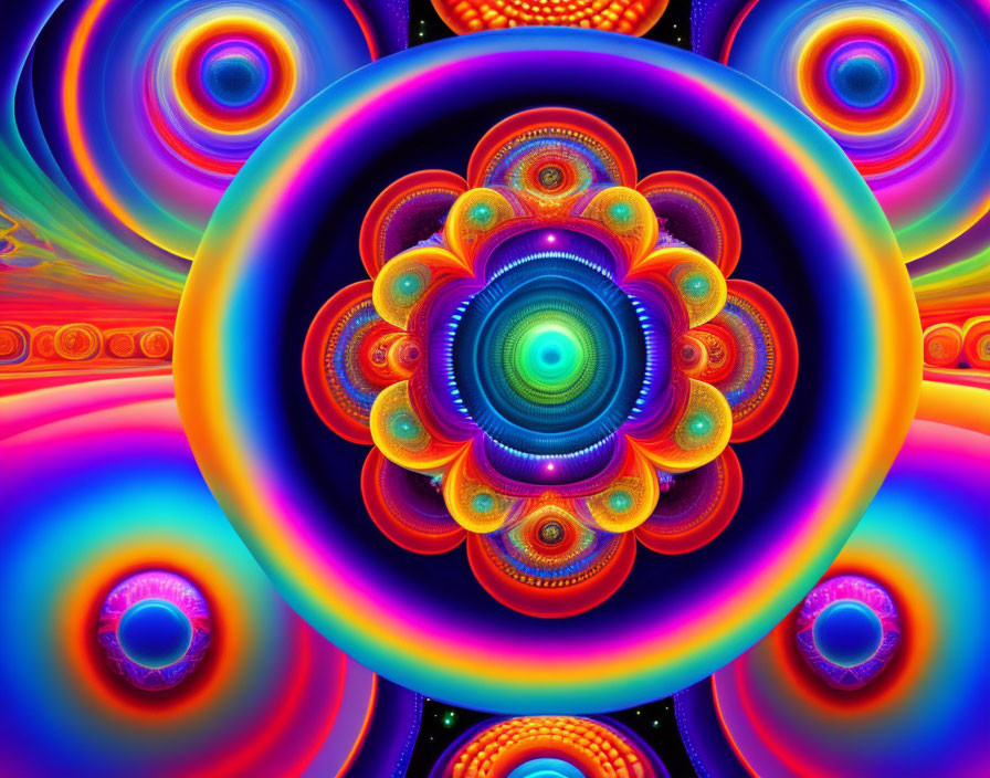 Colorful concentric circle fractal art in vibrant hues