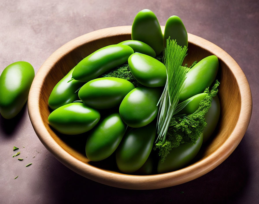 Fresh Herbs and Green Fruits on Dark Surface