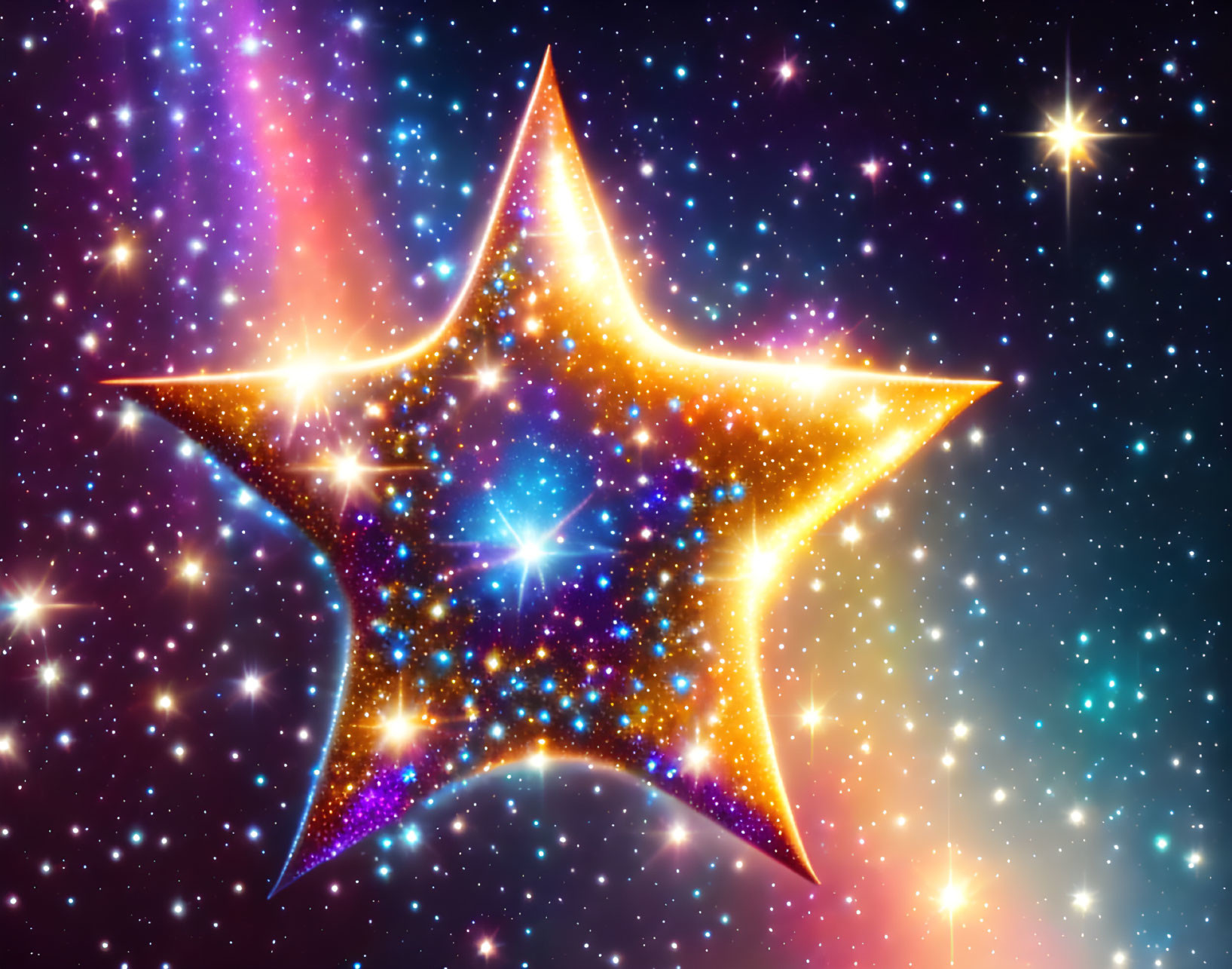 Colorful Star-Shaped Illustration on Nebula Background