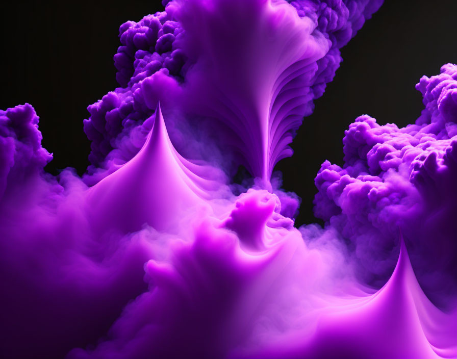 Abstract Purple Smoke and Cloud Forms on Dark Background