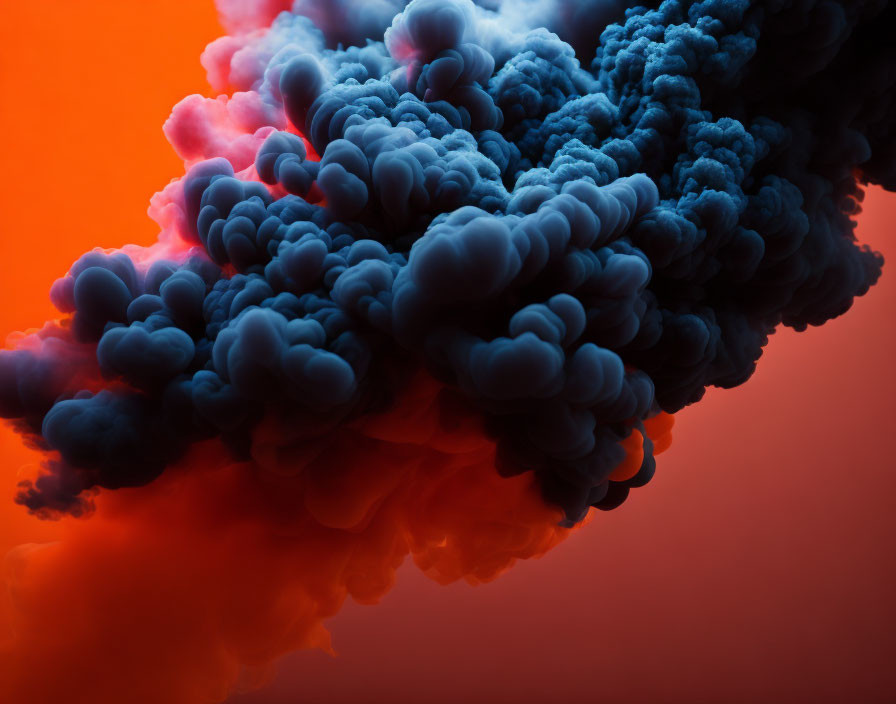 Orange and Blue Smoke Clouds on Gradient Background