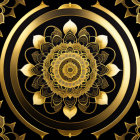 Intricate Golden Mandala Pattern on Black Background