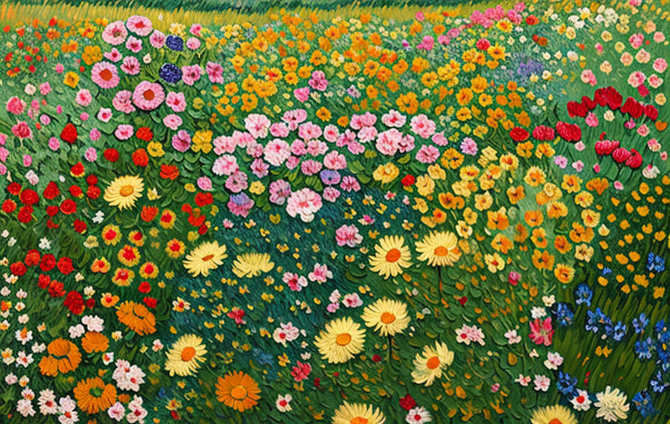 Colorful Flower Field Bursting with Natural Beauty