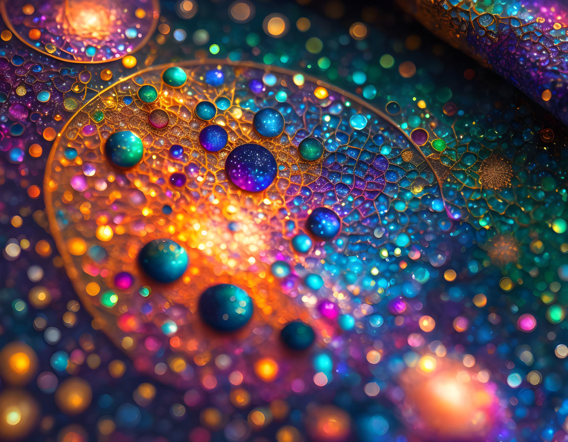 Multicolored Bokeh Bubbles Reflecting Light Patterns