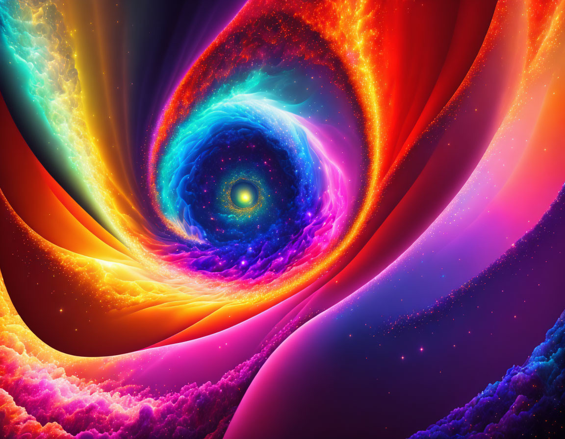 Colorful Spiral Galaxy Artwork with Swirling Colors