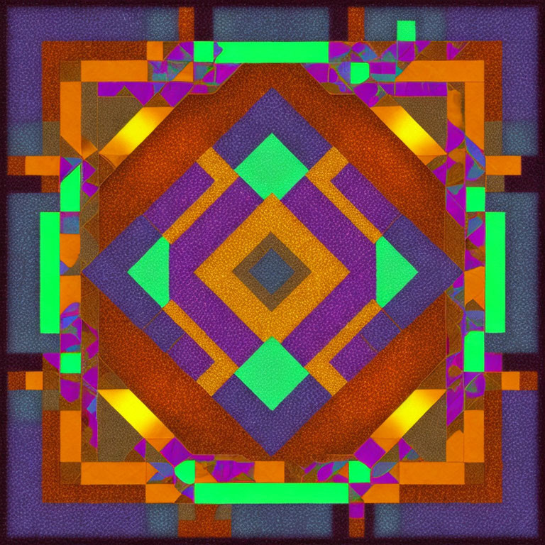 Geometric digital art: Vibrant colors, concentric squares & rectangles