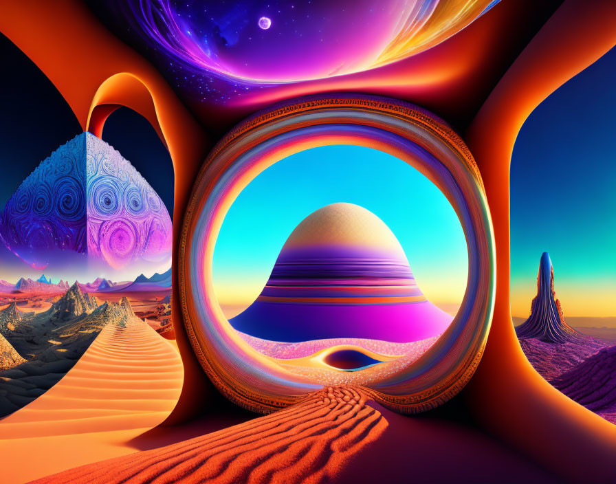 Colorful Abstract Landscape Blending Desert Dunes