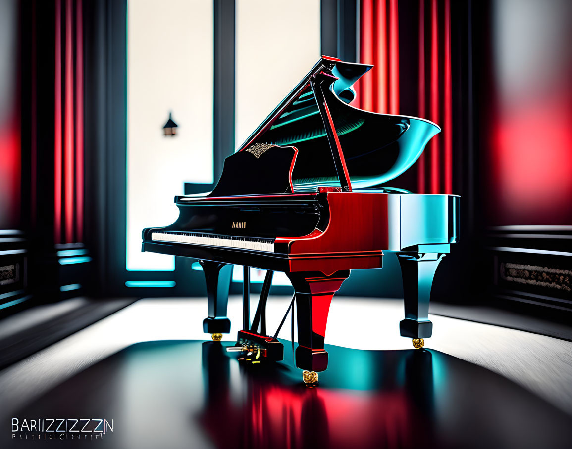 Elegant Black Grand Piano in Classy Room