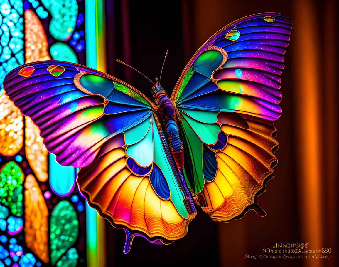 Colorful Butterfly Digital Art with Iridescent Wings