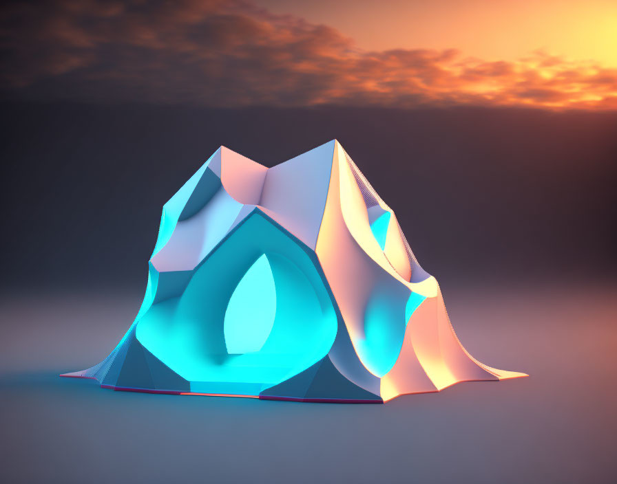 Abstract Futuristic Structure in Blue and Orange Hues