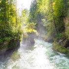 Tranquil Waterfalls and Verdant Foliage in Nature Setting