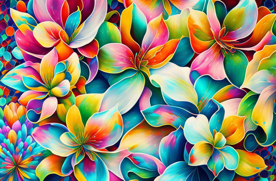 Colorful Stylized Flower Artwork with Overlapping Petals