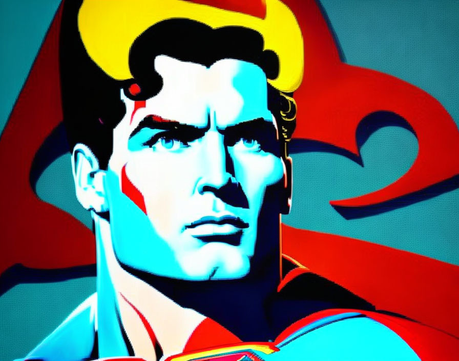 Vibrant Superman illustration with shadows and highlights