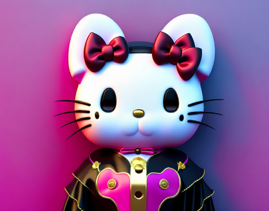 Stylized 3D illustration of white mouse character with red bows and fancy dark jacket.