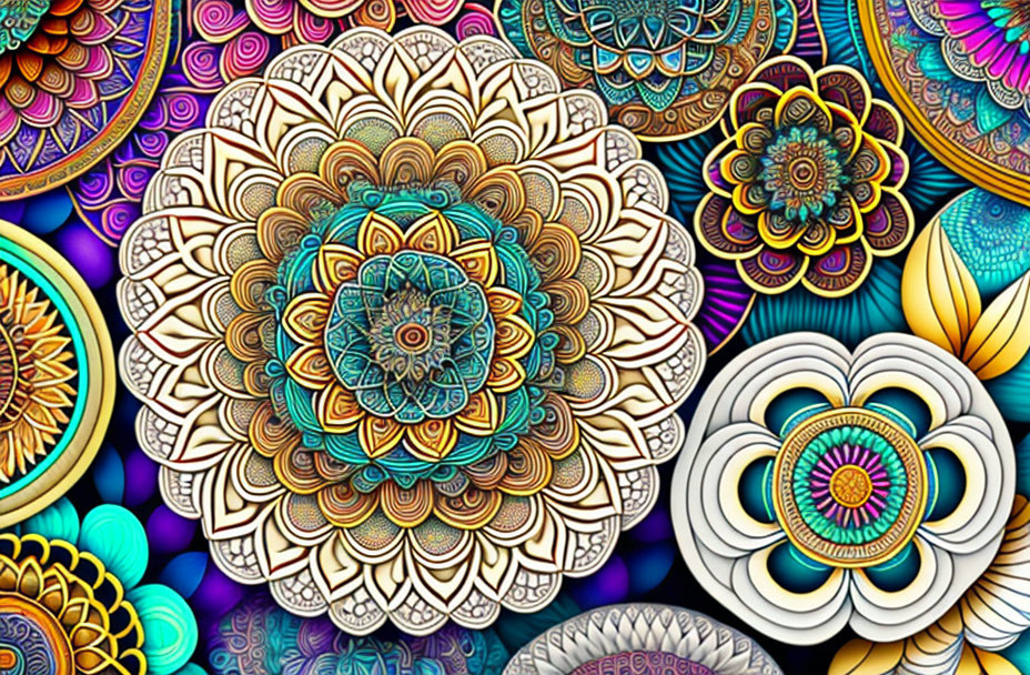 Colorful Mandala Art with Intricate Floral Patterns