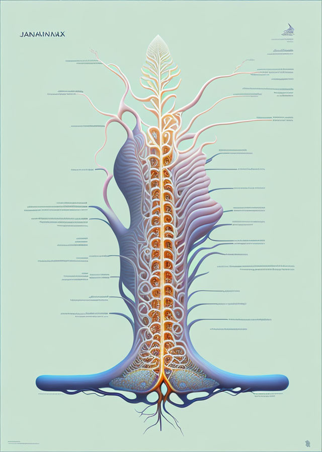 Detailed Tree Cross-Sections Artwork on Light Background