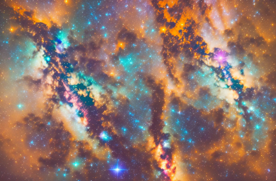 Colorful Cosmic Cloudscape with Stars and Nebulae