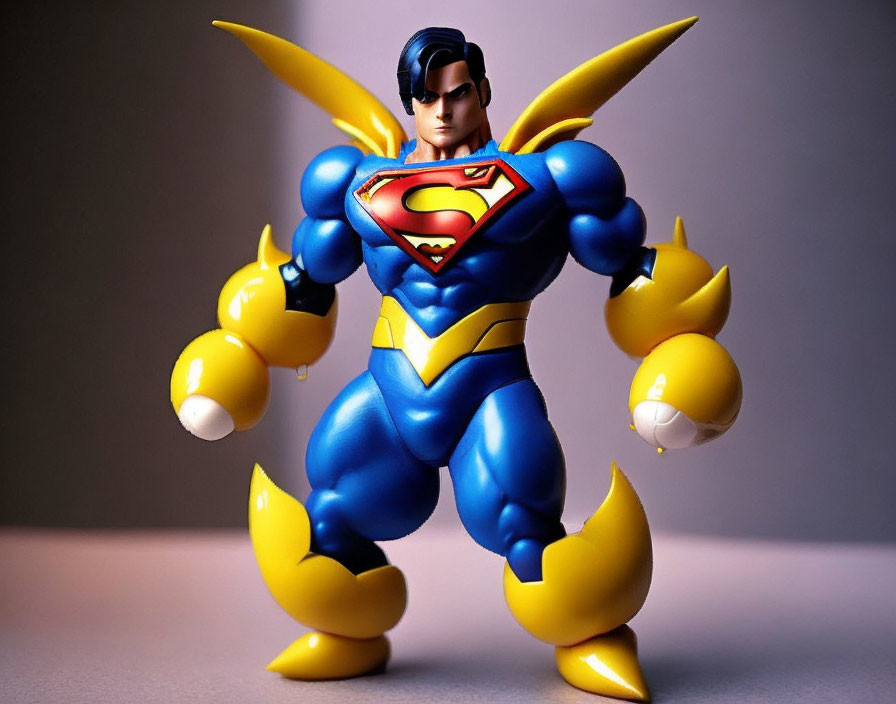 Muscular Superman Action Figure with Oversized Fists in Dynamic Pose