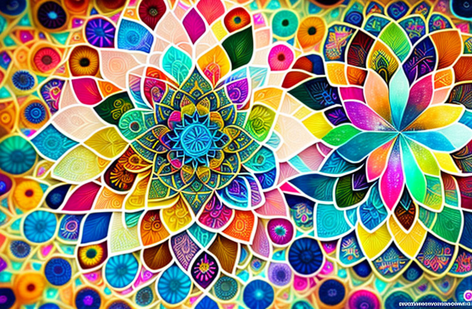 Colorful Mandala Design with Intricate Flower Patterns