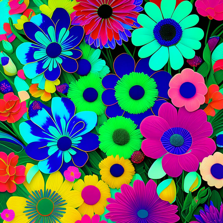 Colorful Paper Flowers Creating Vibrant Floral Background