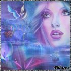 Colorful Illustration: Woman with Lilac Hair & Floral Crown in Fantasy Setting