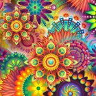 Colorful Neon Fractal Art with Flower-like Patterns