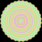 Colorful Mandala Design with Pastel Hues on Black Background