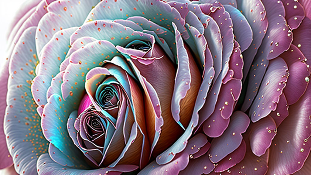 Vibrant digitally enhanced rose with surreal rainbow palette