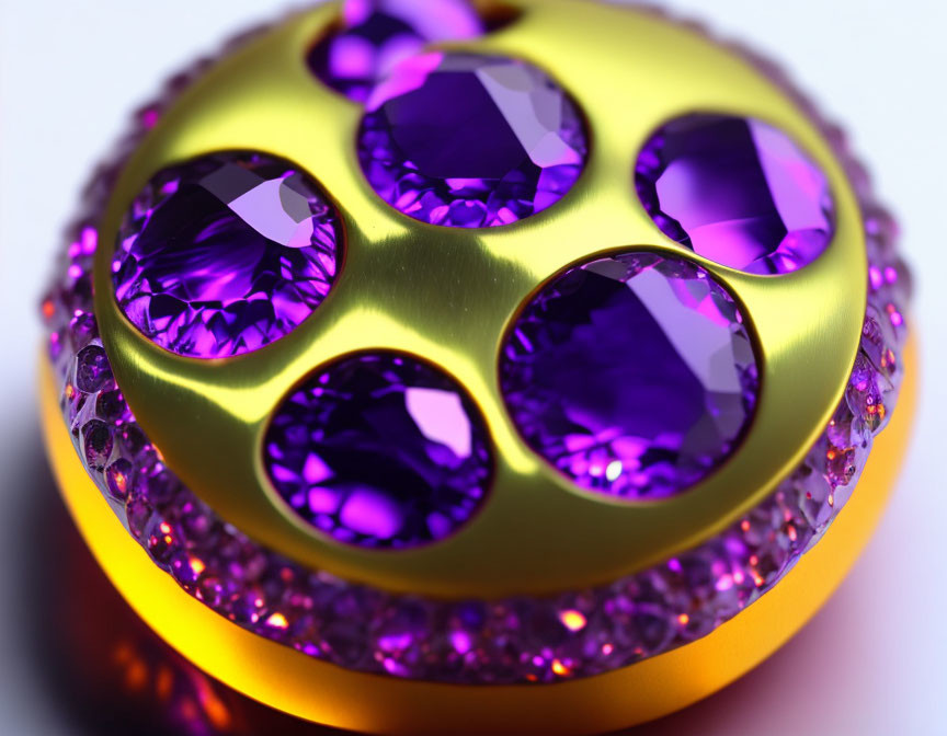 Golden fidget spinner with purple gemstones and crystals - Luxurious and sparkly toy