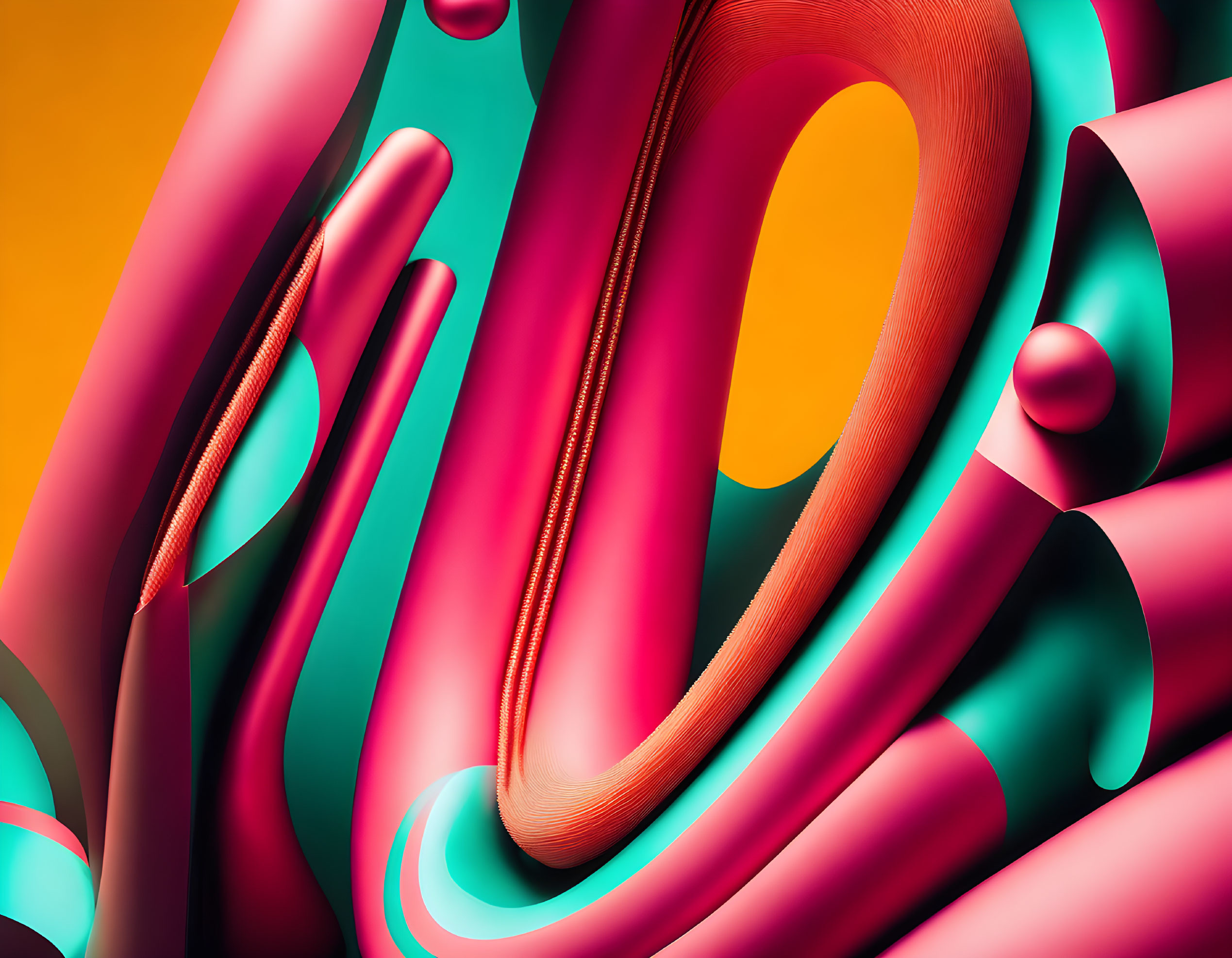 Abstract Pink and Teal Shapes on Warm Background