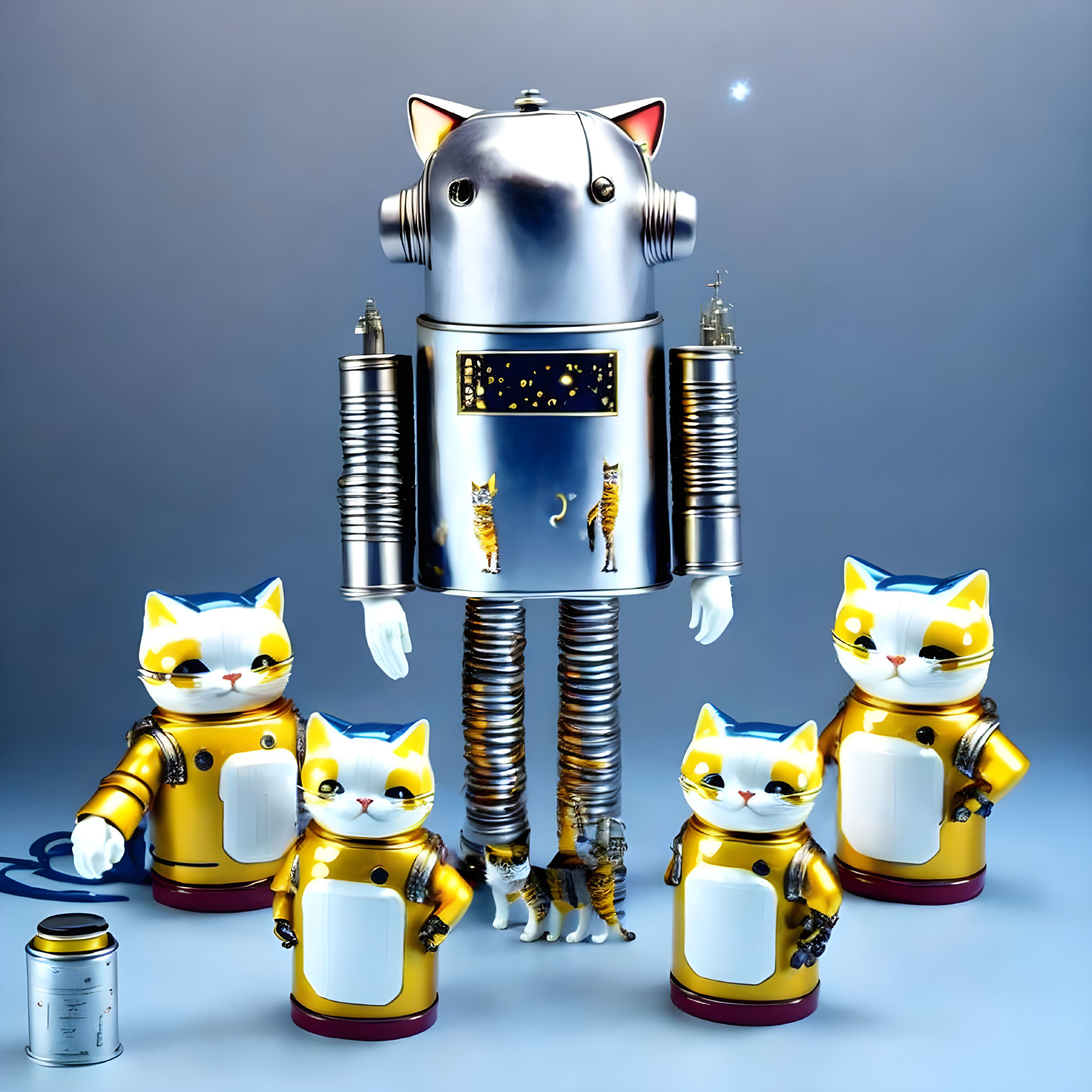 Group of Cat-Like Robots in Mechanical Theme