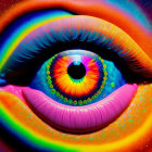 Colorful Psychedelic Eye Artwork with Spectral and Rainbow Patterns