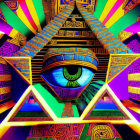 Colorful Psychedelic Eye Art with Geometric Patterns and Neon Colors