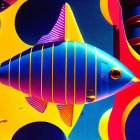 Colorful Stylized Fish Swimming in Surreal Underwater Scene