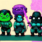 Colorful Stylized Cartoon Characters Resembling Star Wars Figures