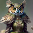 Elegant anthropomorphic owl in Victorian attire