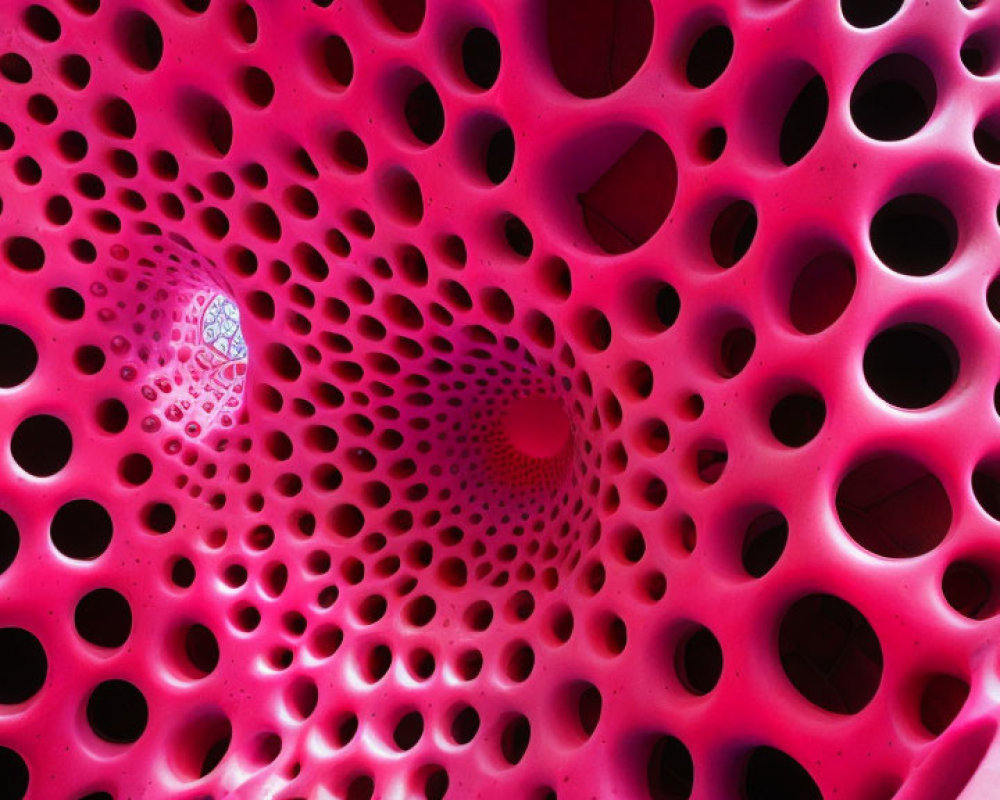 Pink porous surface with hole patterns: Abstract close-up texture