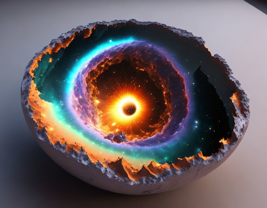 Illustration of Planet's Cross-Section: Rocky Crust & Glowing Core