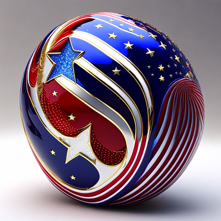 Patriotic stars and stripes design on glossy sphere