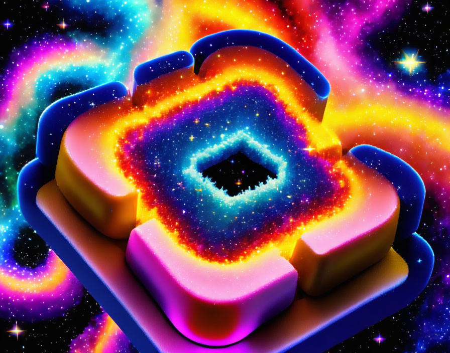 Colorful Neon Cosmic Maze in Starry Space