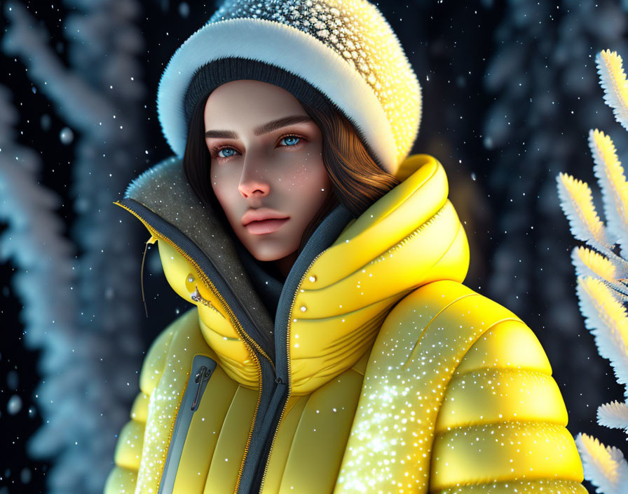 Person in Yellow Jacket Standing in Snowy Landscape