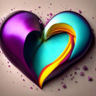 Colorful Heart Illustration Split in Two with Petals