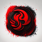 Stylized black and red serpent in abstract digital artwork