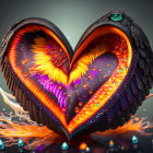 Colorful Stylized Birds Form Heart Shape on Grey Background