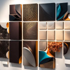 Abstract Earthy and Metallic Toned Canvas Art Installation