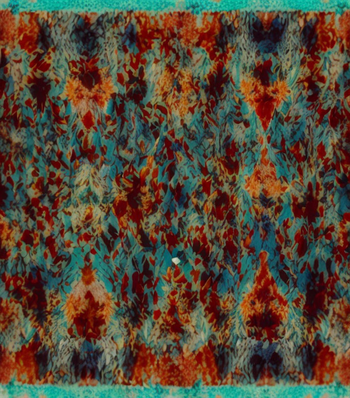 Fiery reds and cool teal abstract pattern on dark textured background