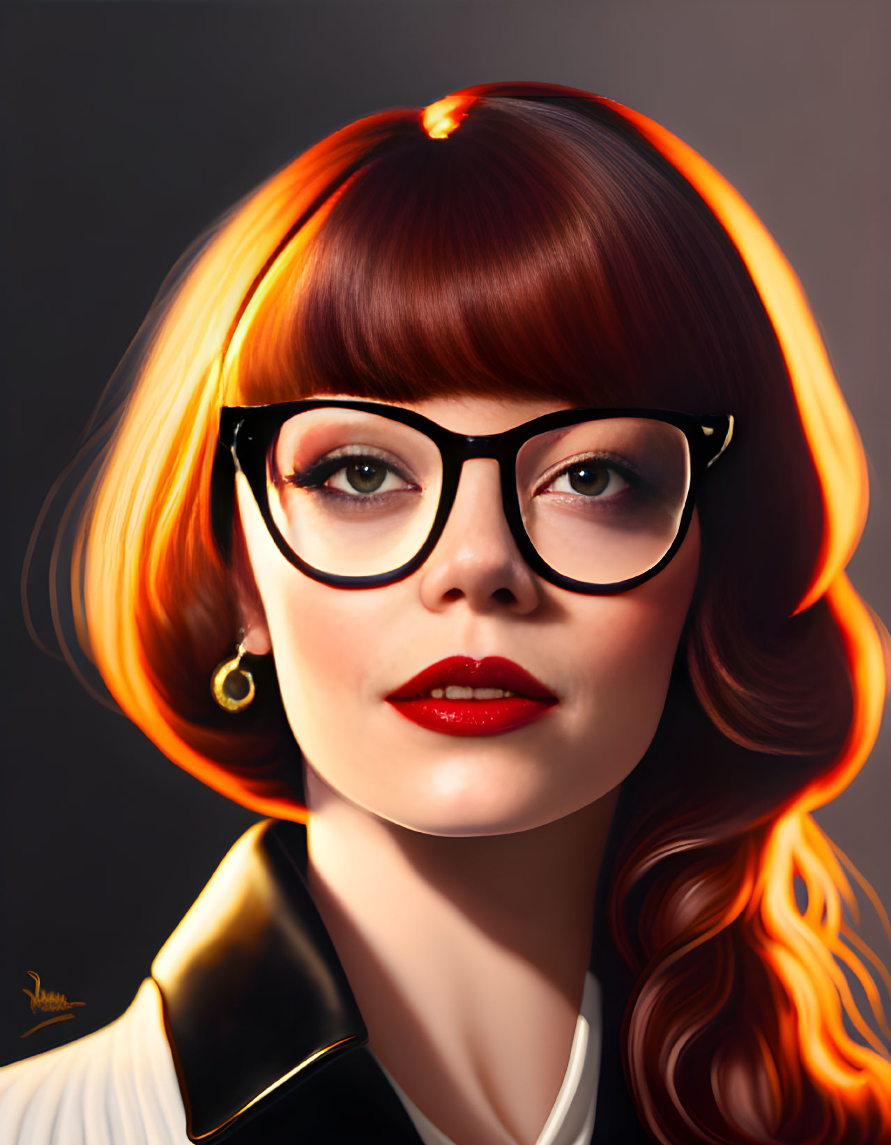 Vibrant red-haired woman portrait with retro vibe