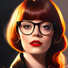 Vibrant red-haired woman portrait with retro vibe